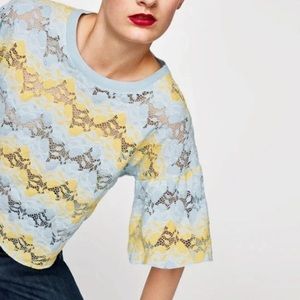 Zara Embroidered Cutout Crop Top